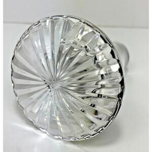 Vtg Mushroom Round Crystal or Glass Decanter Stopper ONLY Circle 4"L 1" base